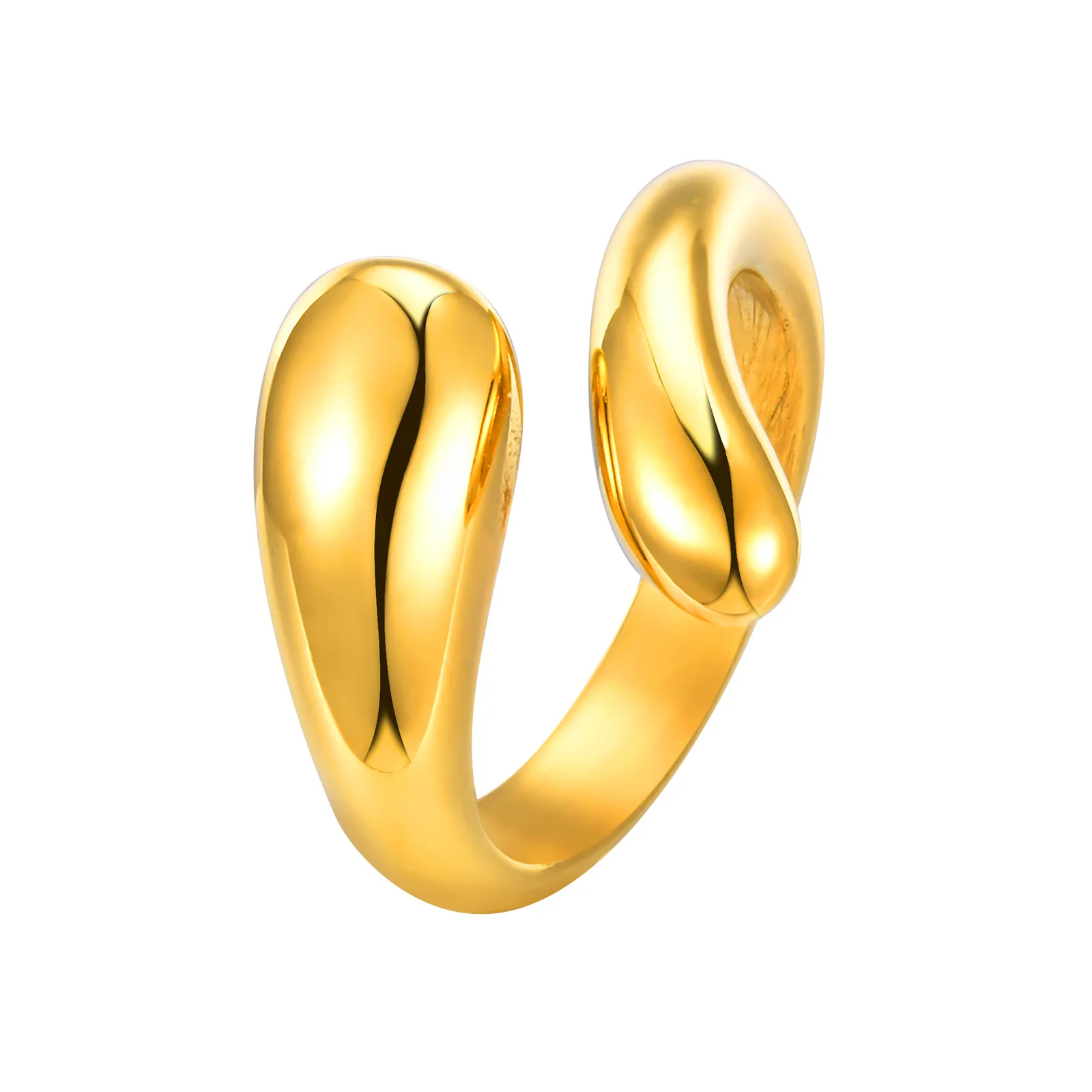 

Water Drop Rings For Women, Open Bypass Dome Rings,Thick Stainless Steel Waterproof Statement Knuckle Finger Jewelry