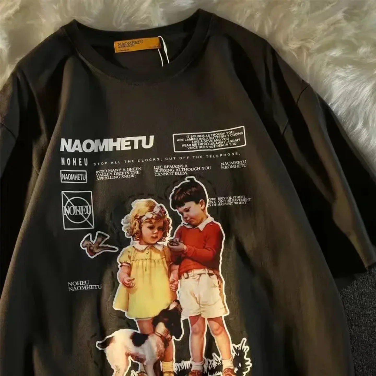 Harajuku Oversized Long Sleeve T-Shirt Vintage Damaged Aesthetic Graphic Hip Hop Streetwear Tops Women Clothing