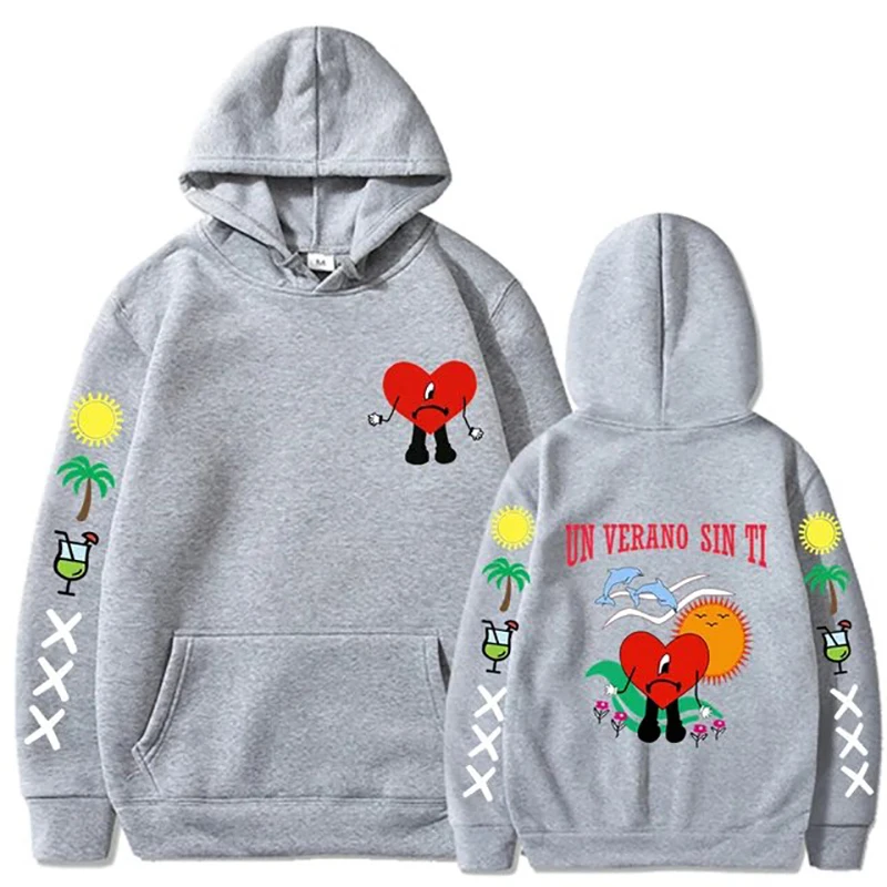 Funny Bad Bunny Hoodies Un Verano Sin Ti Print Men Woman Streetwear Hoodie Hooded Pullover Unisex Tracksuit Clothing Sweatshirts