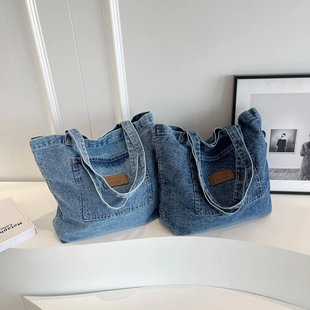 Luxury Designer Women Handbag Denim Clutch Bag Solid Color Underarm Bag Vintage Simple Female Commuter Handbag for Office Travel