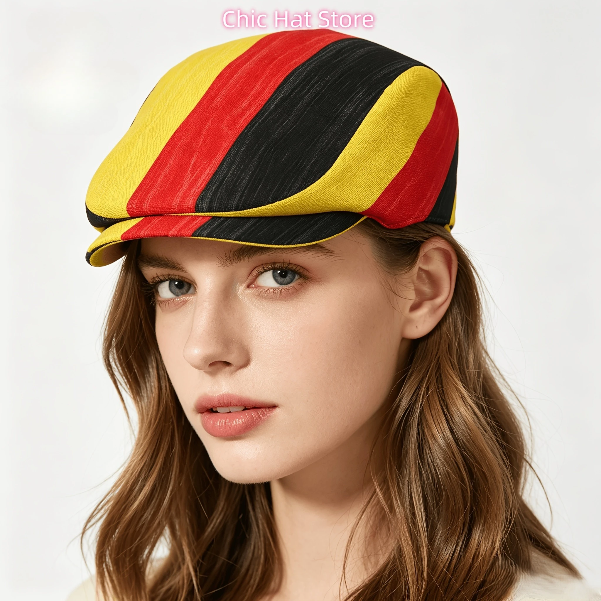 Germany Flag Wood Texture 1pc All-over Print Flat-top Hats for Men and Women, Newsboy Caps, Berets, Irish Hats, Driver Caps, Men