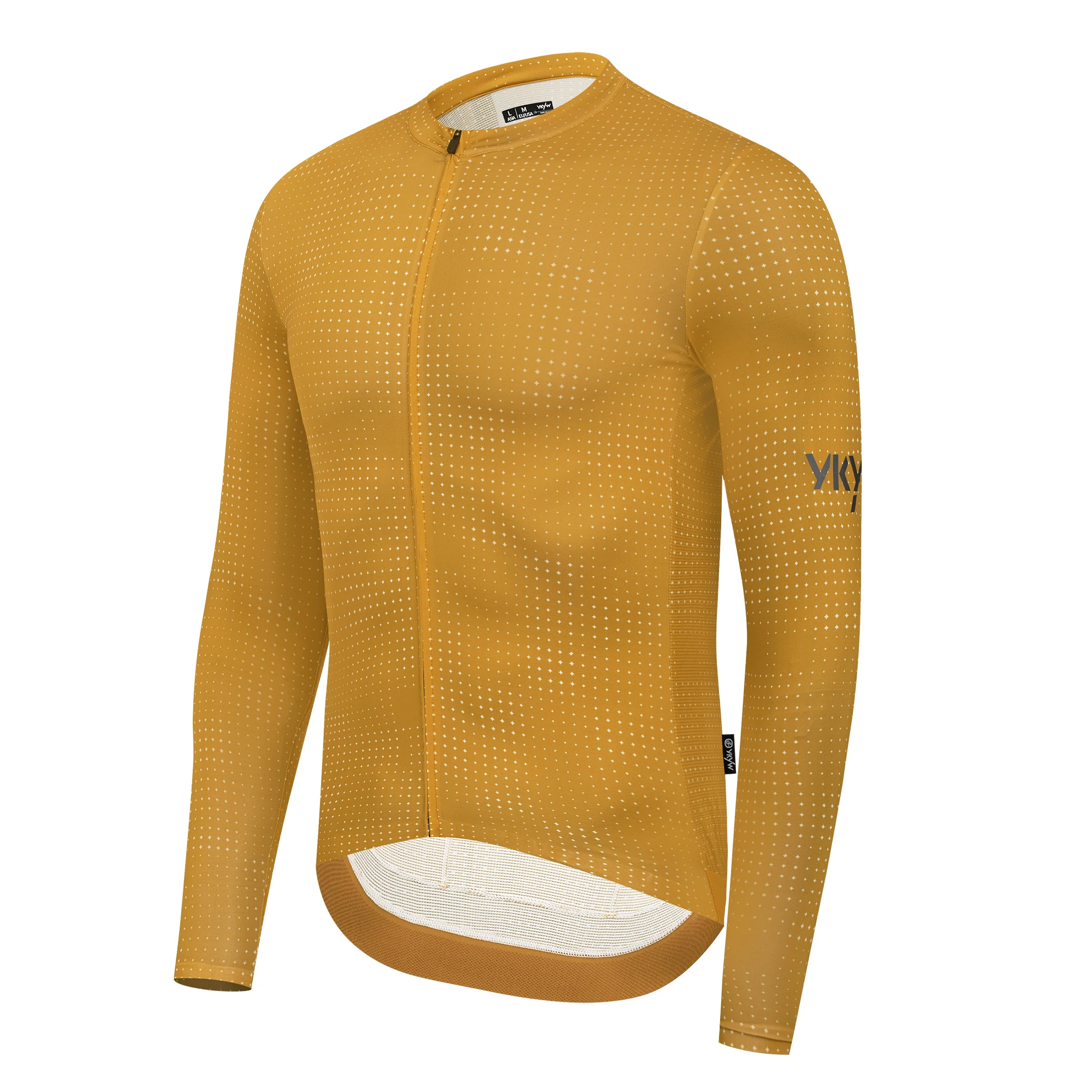 YKYWBIKE Herren Nahtloses Langarm-Radtrikot UPF 50+ Atmungsaktiv Schnelltrocknend MTB-Fahrradshirt Rennrad-Oberteil für Frühling Herbst – Detail 6