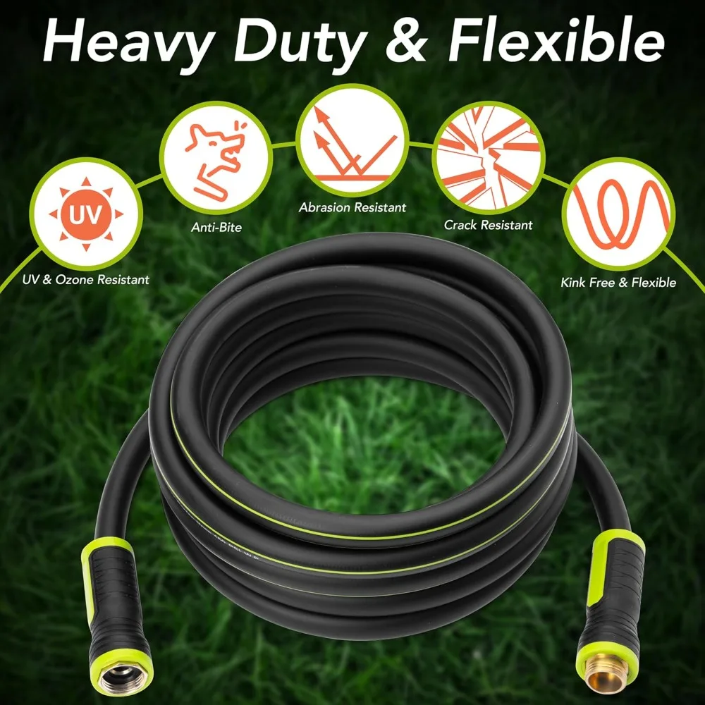 Heavy Duty Garden Hose 100ft x 5/8” – Flexible Water Hose, Leak-Proof, Lightweight Hybrid Hose with Swivel Handle