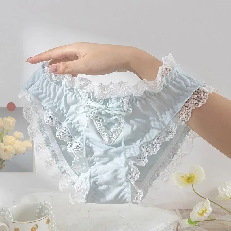 

Women's Sexy Lace Strap Underwear Oversized 95kg Kawaii Girl Underwear Sweet Pure Cotton Antibacterial Enlarged Triangle Panties