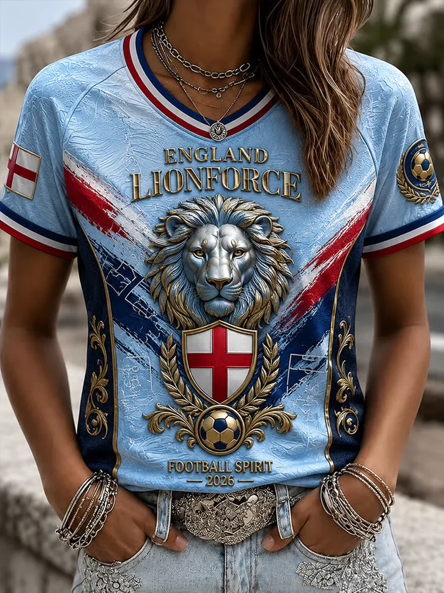 2026 England Fans Football Training T-Shirt - 3D Print - Fashionable, Comfortable and Breathable - Family Clothing