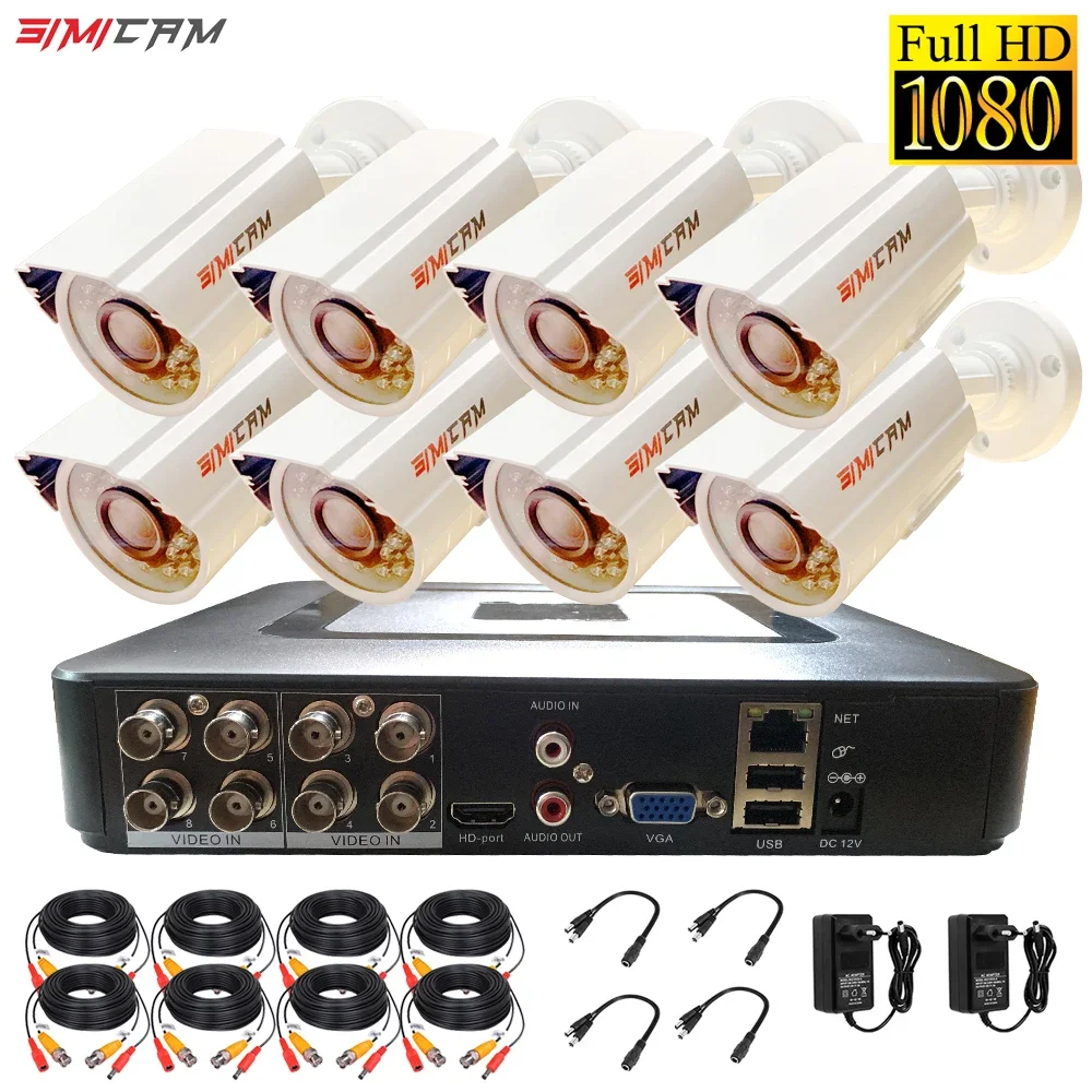 CCTV Security Camera System Analog AHD Kits 8/4Channel DVR Recorder 2/4/6/8PCS Options 2MP 1080P Bullet Metal Video Surveillance