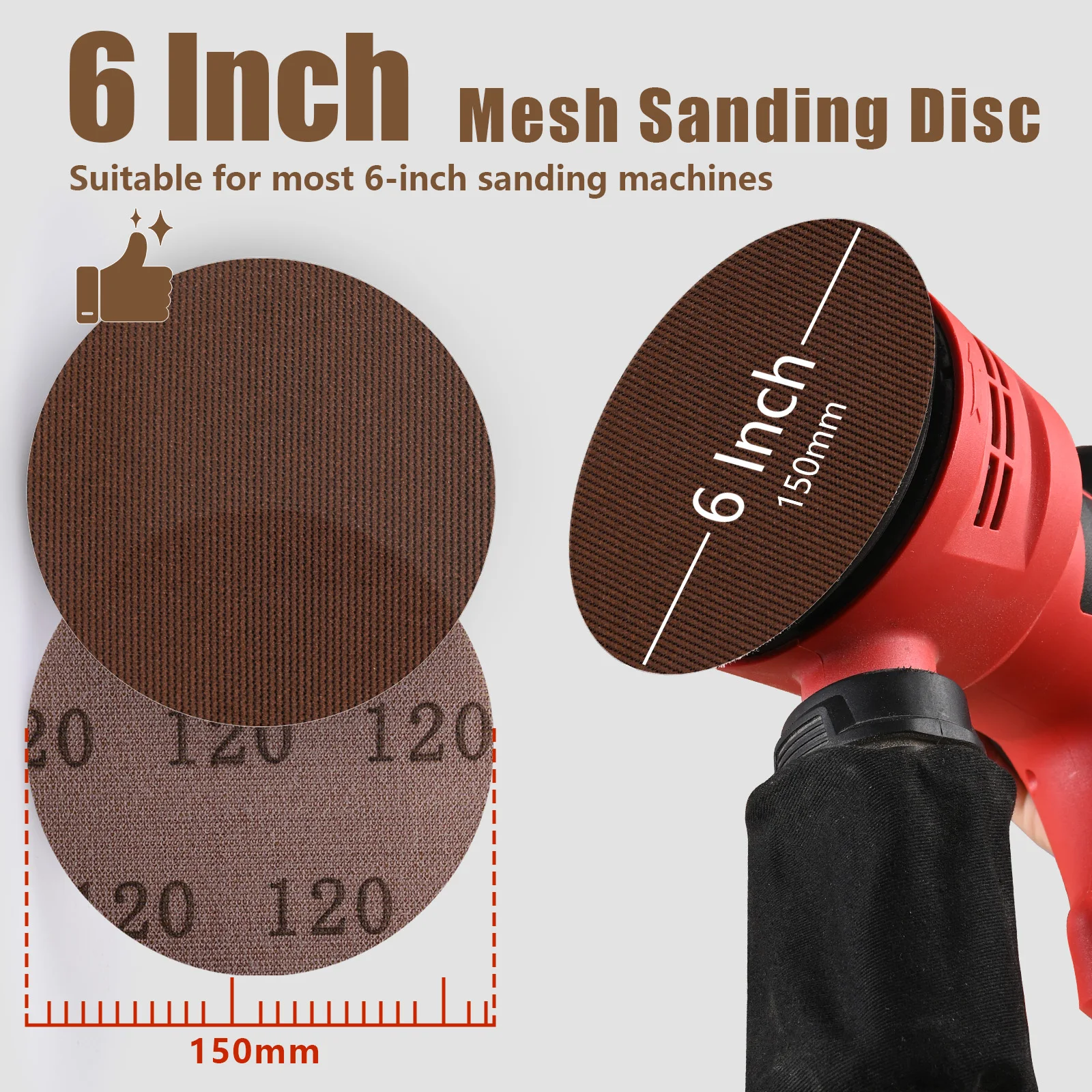 30 Pcs 150mm Mesh Sanding Discs Net Sandpaper | Hook and Loop Sanding Pad for Orbital Sander Efficient Dust Polishing