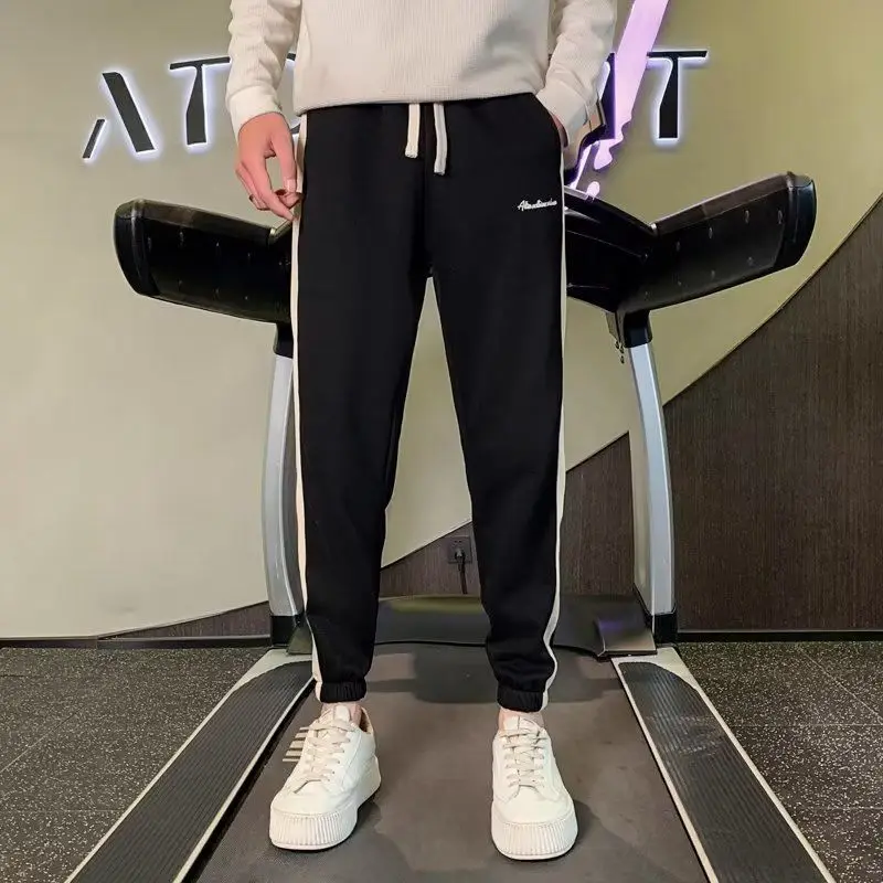 Sweatpants Trousers 2024 spring autumn new Men's Fashionable Loose Casual Spliced contrast color Elastic Drawstring Pencil pants