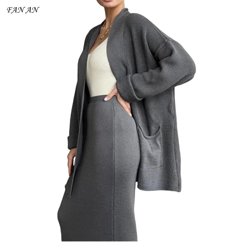 

Women's Sweater Set Autumn and Winter New Sweater Cardigan Women's High Waist Skirt Fashion Jumper Sweater High Waist Slim Skirt