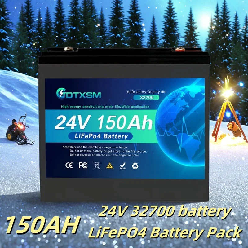 

LiFePO4 battery 24V 150Ah BMS 8000+ cycle solar RV golf cart off-grid solar power generation system battery pack.