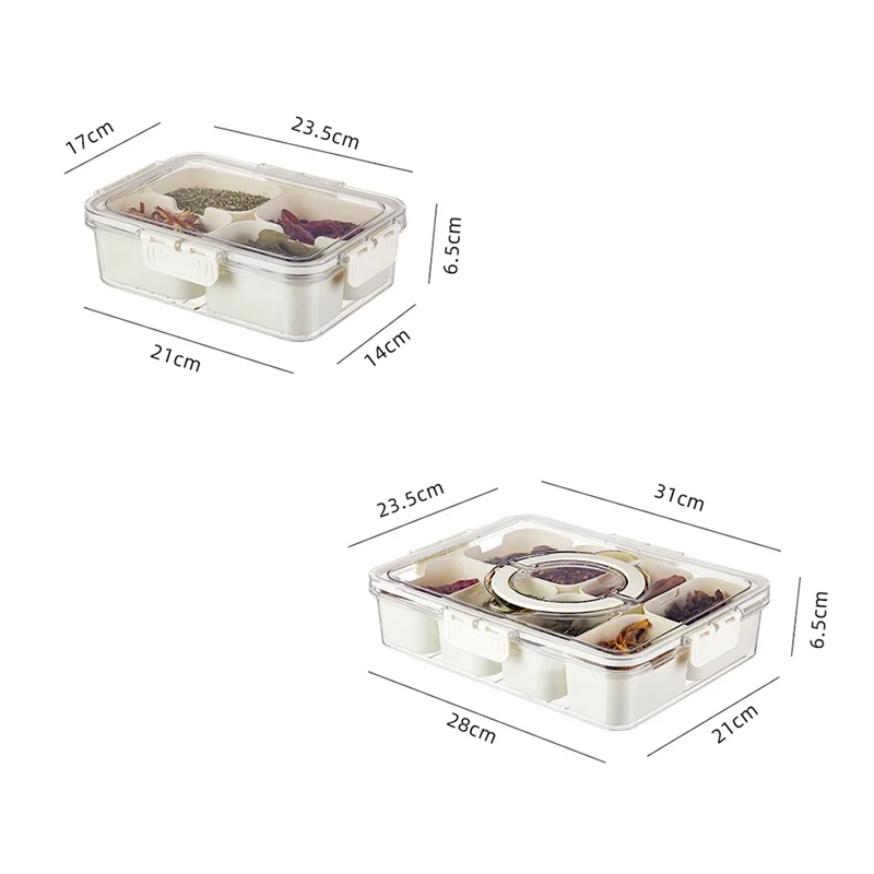 ABWR-Condiment Jars With Tray With Small Dividers Countertop Spice Organizer Kitchen Storage Container For Refrigerator