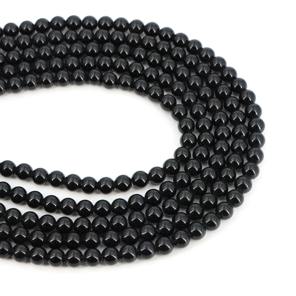 Smooth Black Obsidian Natural Stone Beads For Jewelry Making Round Loose Beads 2 3 4 6 8 10mm Diy Gem Bracelet Necklace 15inches