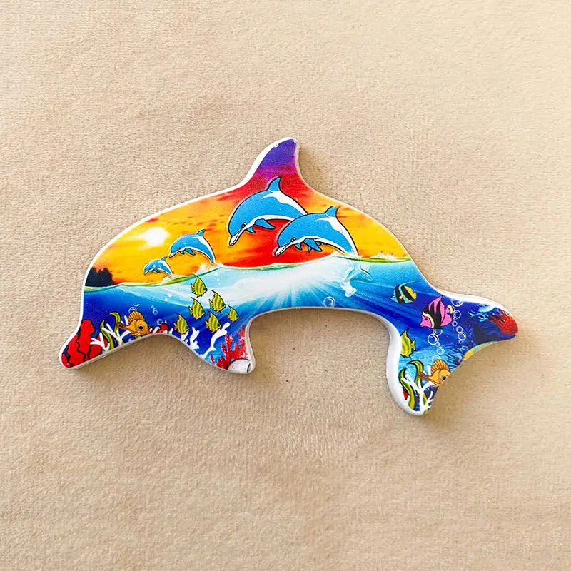 

Dolphin Refrigerator Magnet Creative Ocean Style 3D Magnetic Sticker Travel Souvenir Decoration Gift