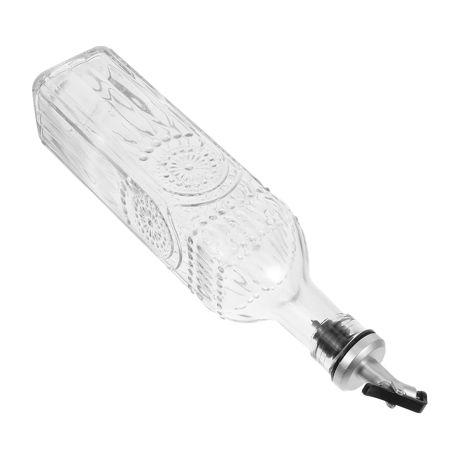 

Creative Carved Glass Oil Bottle Automatic Spout Nonstick Kitchen Vinegar Dispenser Elegant Design Material Soy Sauce