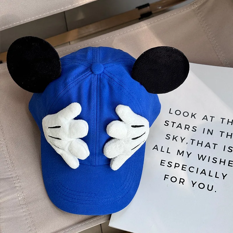 

Бейсбольная кепка Disney с изображением Микки для родителей и детей, бейсболка из чистого хлопка с большими ушками для детской шляпы от солнца
