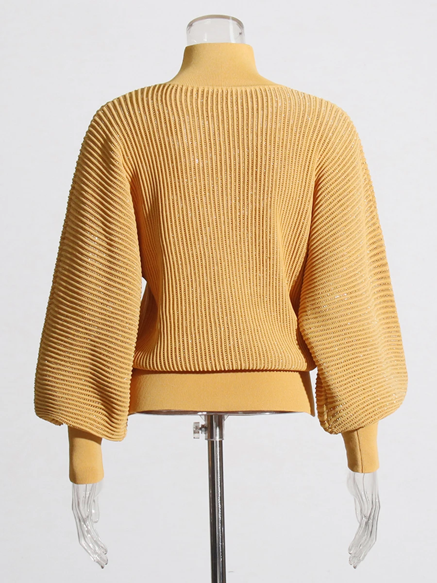 Twotwinstyle solto sheer minimalsit malha suéteres para mulheres gola alta mangas compridas básico camisola feminina roupas de moda nova