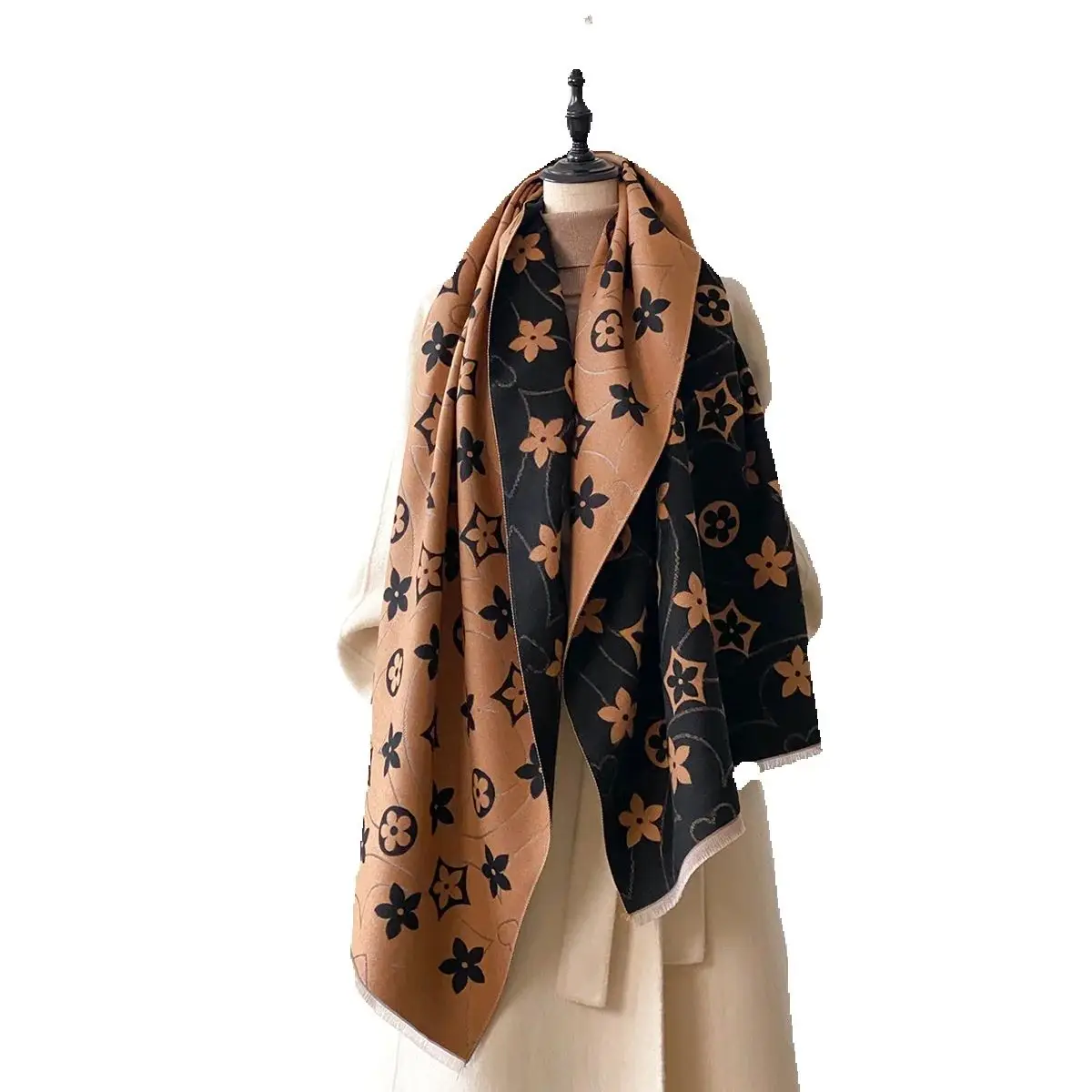 Châle chaud pour femmes, écharpe Simple et épaisse en Imitation cachemire avec Jacquard, idéal pour l'automne et l'hiver, nouvelle collection 2025