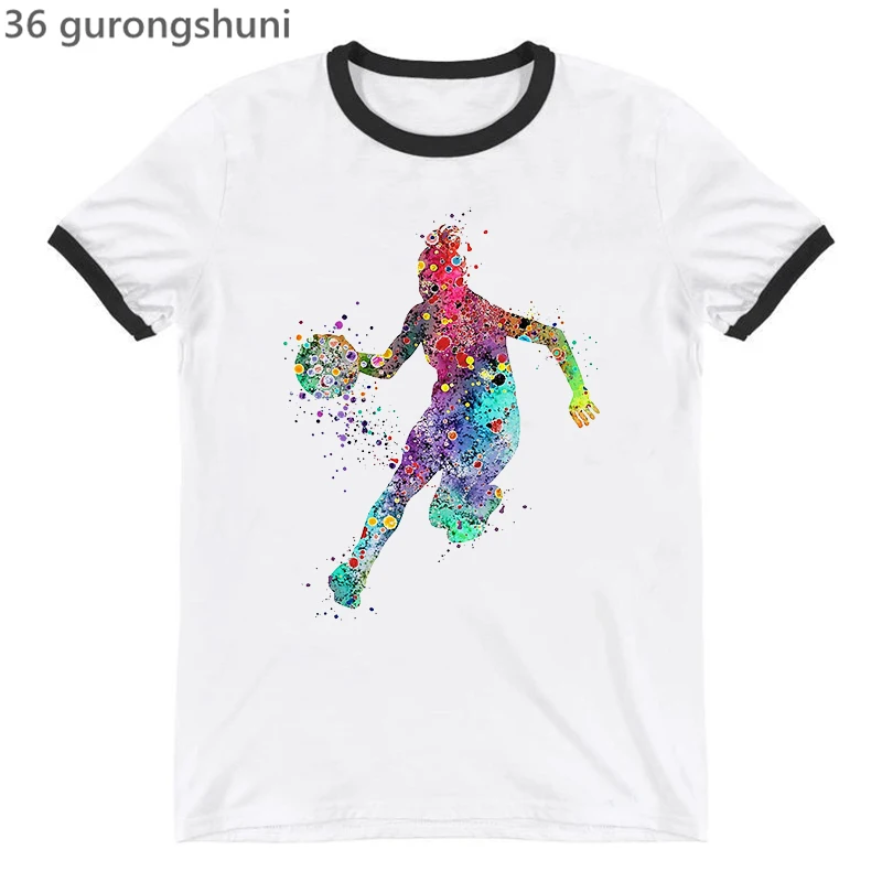 New women's t-shirts cool watercolor basketball girl graphic print Tee Shirt Femmey summer casual Camiseta Mujer Tshirts tops