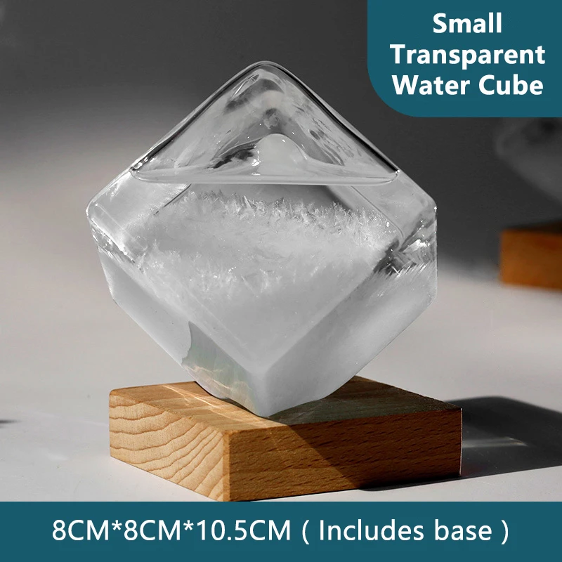 Weather Forecast Glass Bottle Ornament, Small Cube Storm Bottle, Creative Birthday Gift, Novel and Practical Ornament view 4