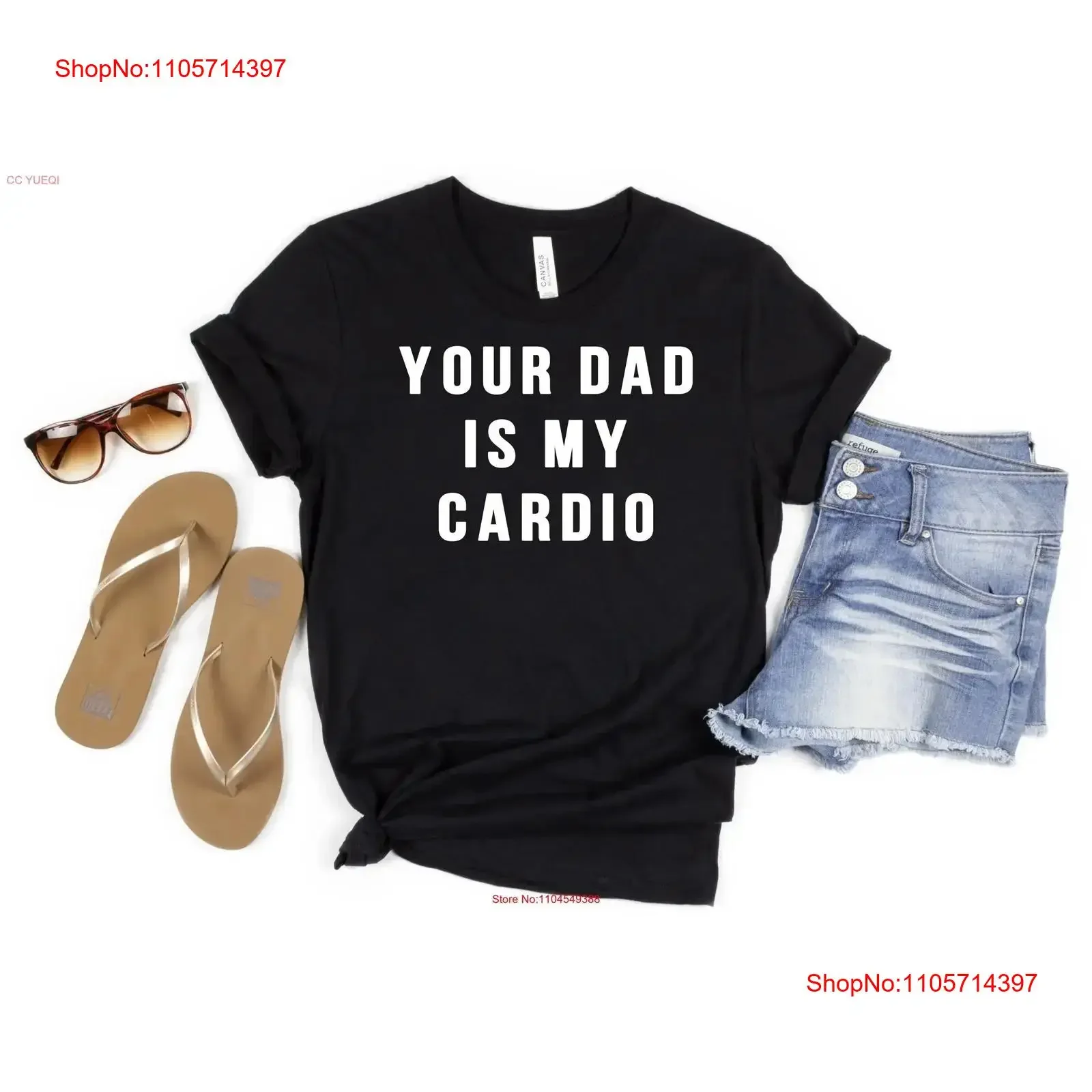 Your Dad is My Cardio Gym Partner T Shirt Workout Outfit Cute Weightlifting Funny Mom Shirtm Womens apparel vintage Washed