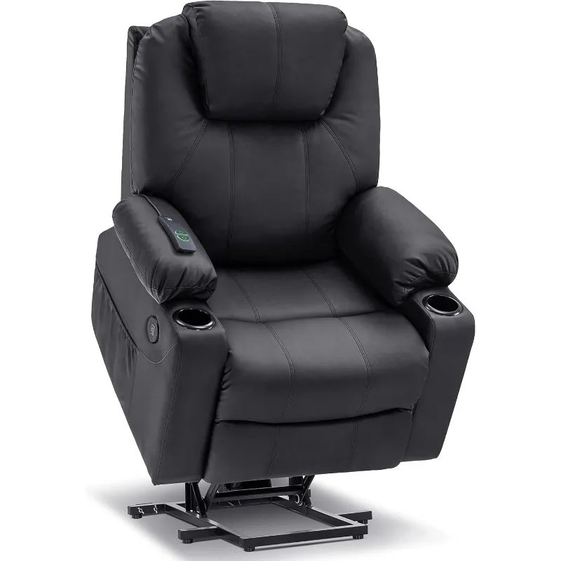 

Electric Power Lift Recliner Chair Sofa with Massage and Heat for Elderly, 3 Positions, 2 Side Pockets, and Cup Holdere