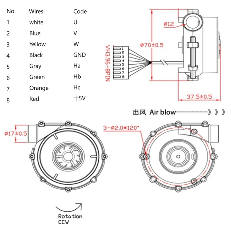 TTKK kipas Blower udara sentrifugal, Mini 7040-24V DC tanpa sikat 6,5kpa dengan Driver dan saklar untuk Printer 3D Vzbot Hevort