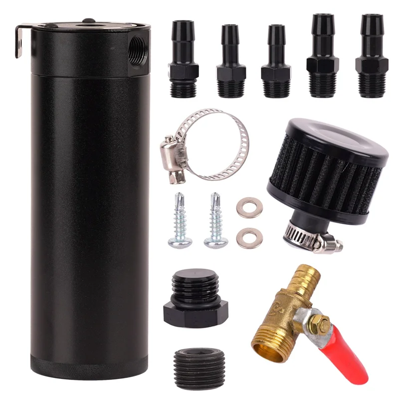

Car Modification Universal Breather Oil Pot With Air Filter For 2 Port 500Ml Separator Oil Tank Exhaust Gas Oil Pot