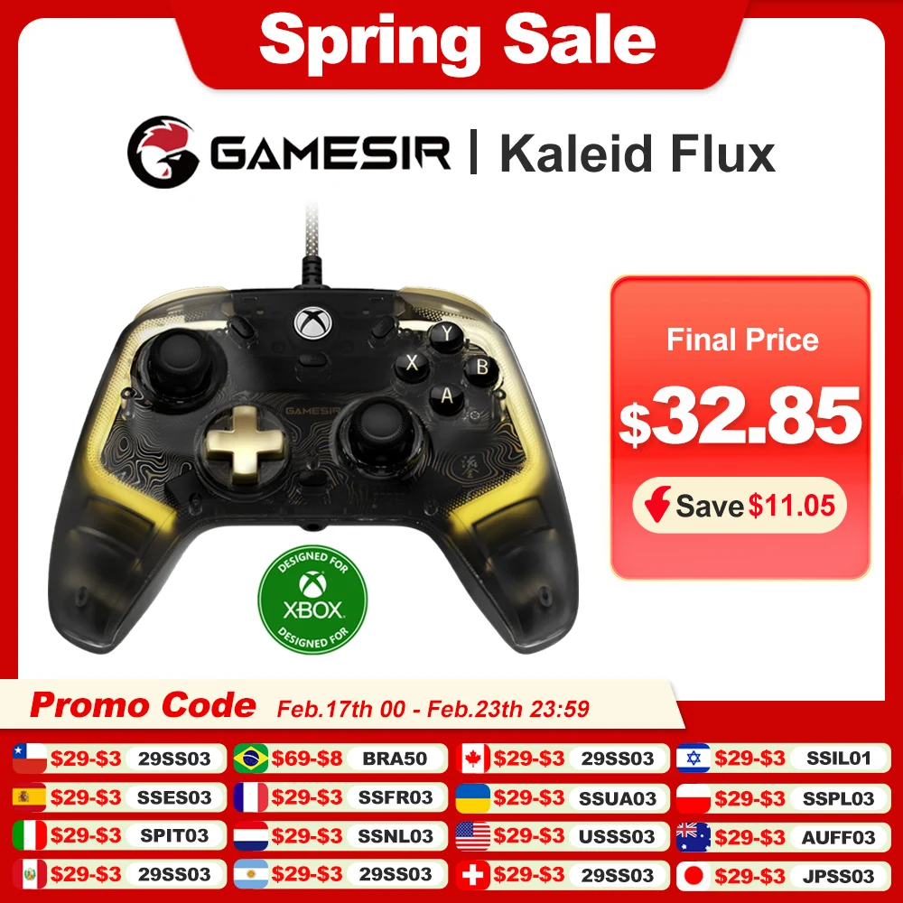 Проводной геймпад Gamesir Kaleid FLUX Xbox для XBOX Series S X ONE PC Steam с эффектом холла, Джойстики, аналоговые триггеры RGB