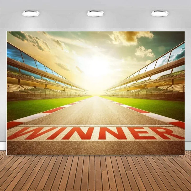 

Race Track Photography Backdrops Racing Competition Sports Circuit Background Man Boy Girl Youngster Props Banner Decoration