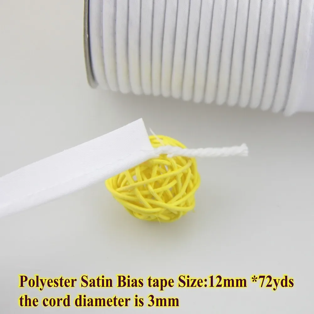 45 Color , 12mm Polyester Satin Bias Tape Piping Bias Tape with Cord Trim Binding Covered Insertion Sewing Accessoires