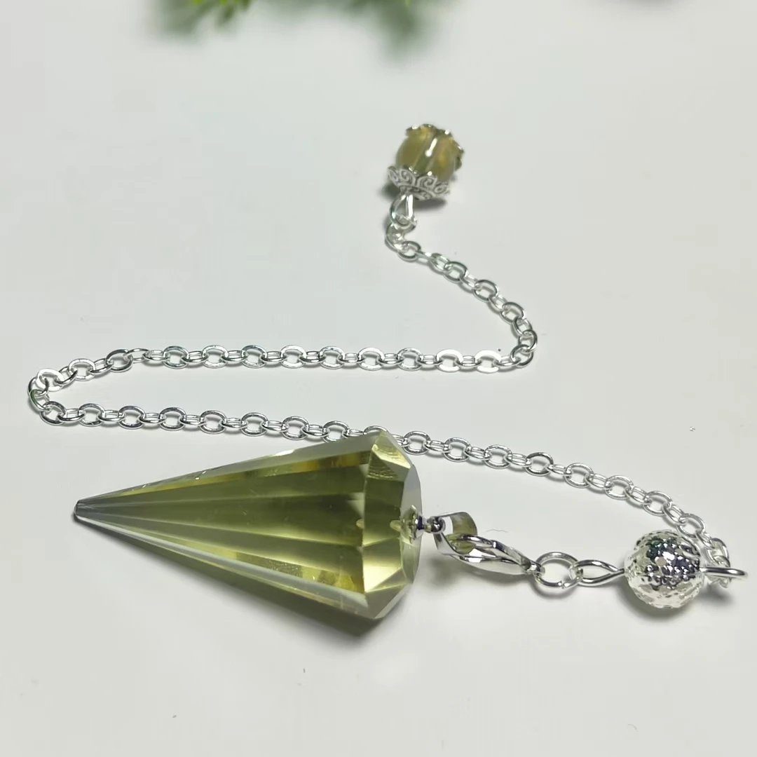 Natural Healing Yellow Crystal Hexagon Pyramid Reiki Pendulum Pendant Divination Dowsing Chakra Stone Pendulos Amulet Jewelry