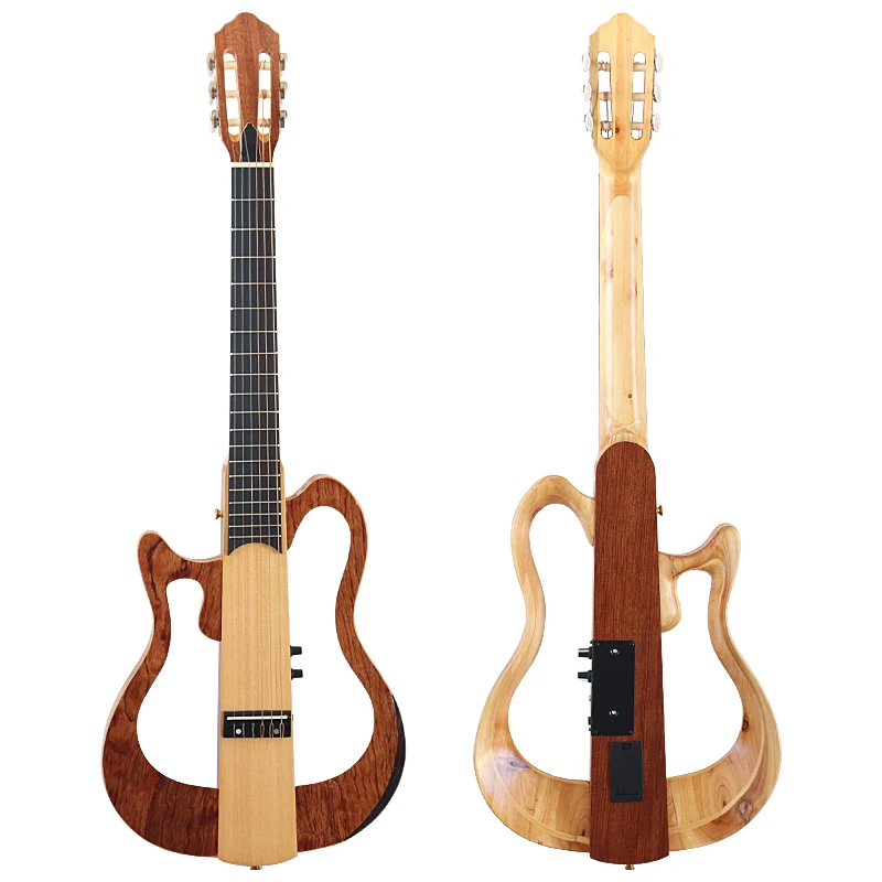 Left Hand Silence Classical Guitar 39 Inch Full Canada Matte 6 String Maple Wood Body One Side Can Foldable Silent Guitar