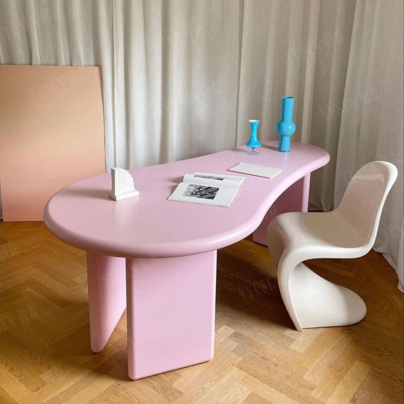 

Creative fiberglass coffee table Nordic style tea oval special-shaped edge table dual-purpose light luxury tea simpl