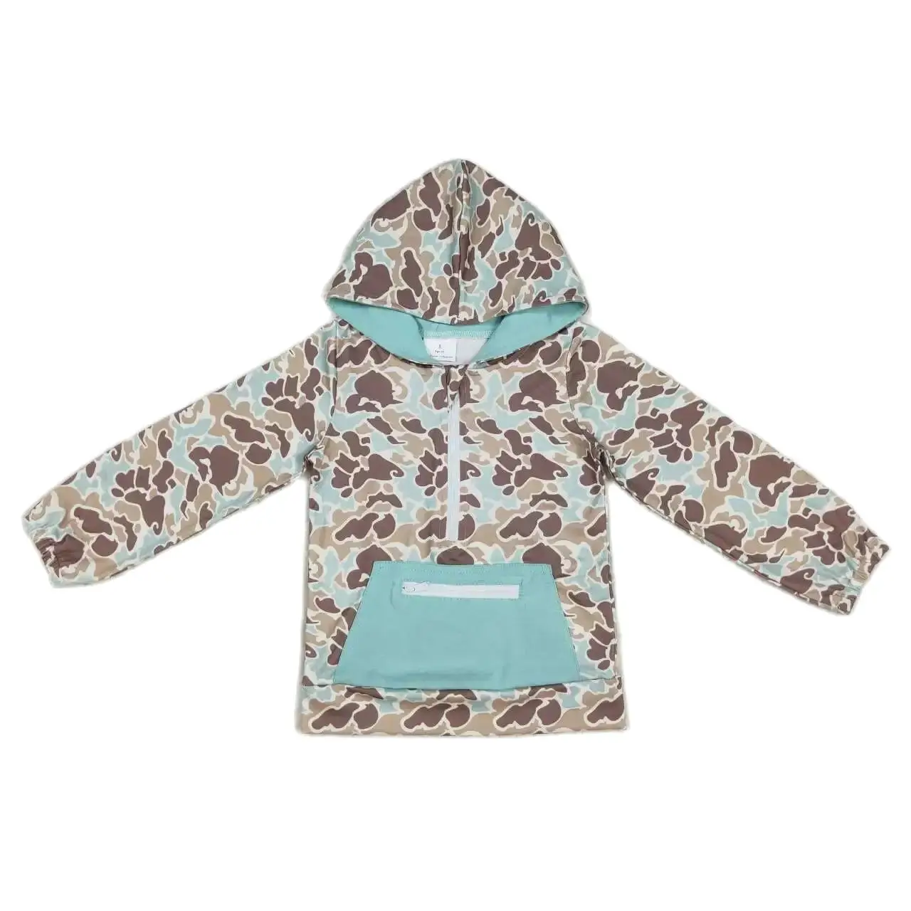 

BT0751 Fashionable And Good-Looking Boys Clothes Long Sleeve Top Teal Camouflage Zipper Print With Children Clothes Rts No Moq