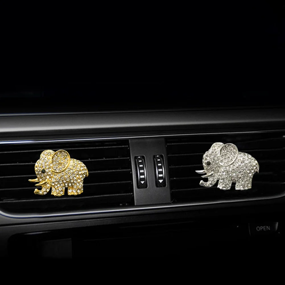 

2Pcs Elephant Rhinestone Air Vent Clip Car Interior Decoration Aromatherapy Diffuser Essential Oil Fragrance Car Air Vent
