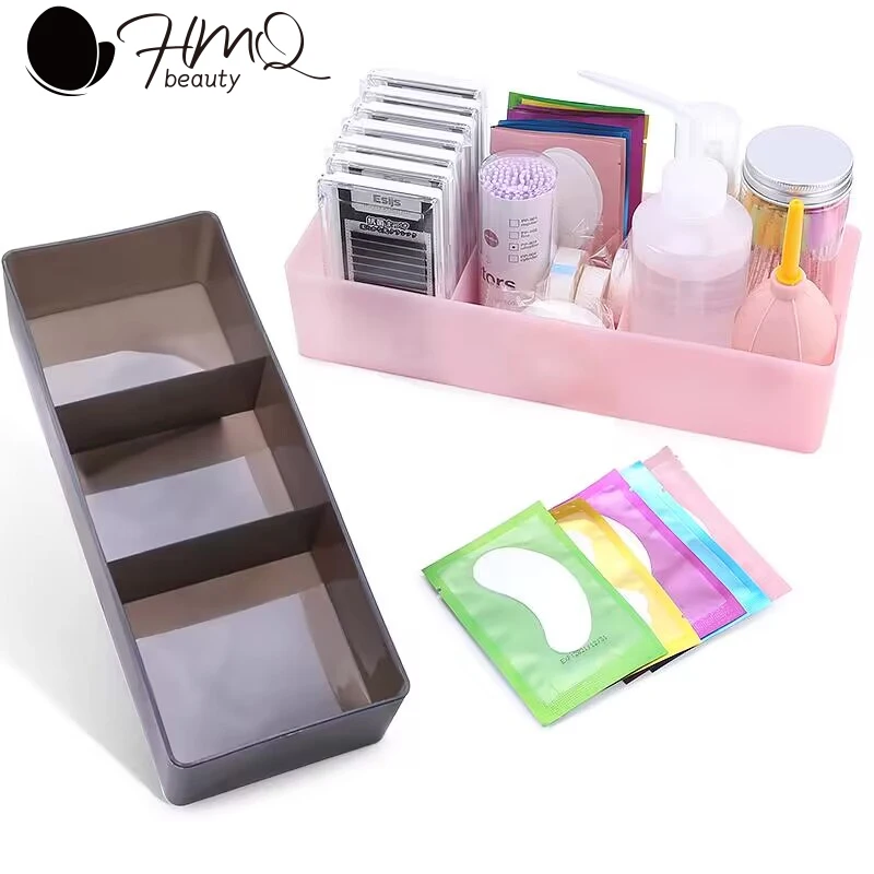 

3 Grids Eyelash Extensions Supplies Storage Desktop Makeup Organizer Display Box Large Capacity Make Up Supplies Accessories