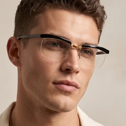 Handmade Acetate Metal Nose Glasses Frame for Men Tom Hardy Eyeglasses The Legend Movie Cosplay Eyeglasses Brushed Gold Eyewear