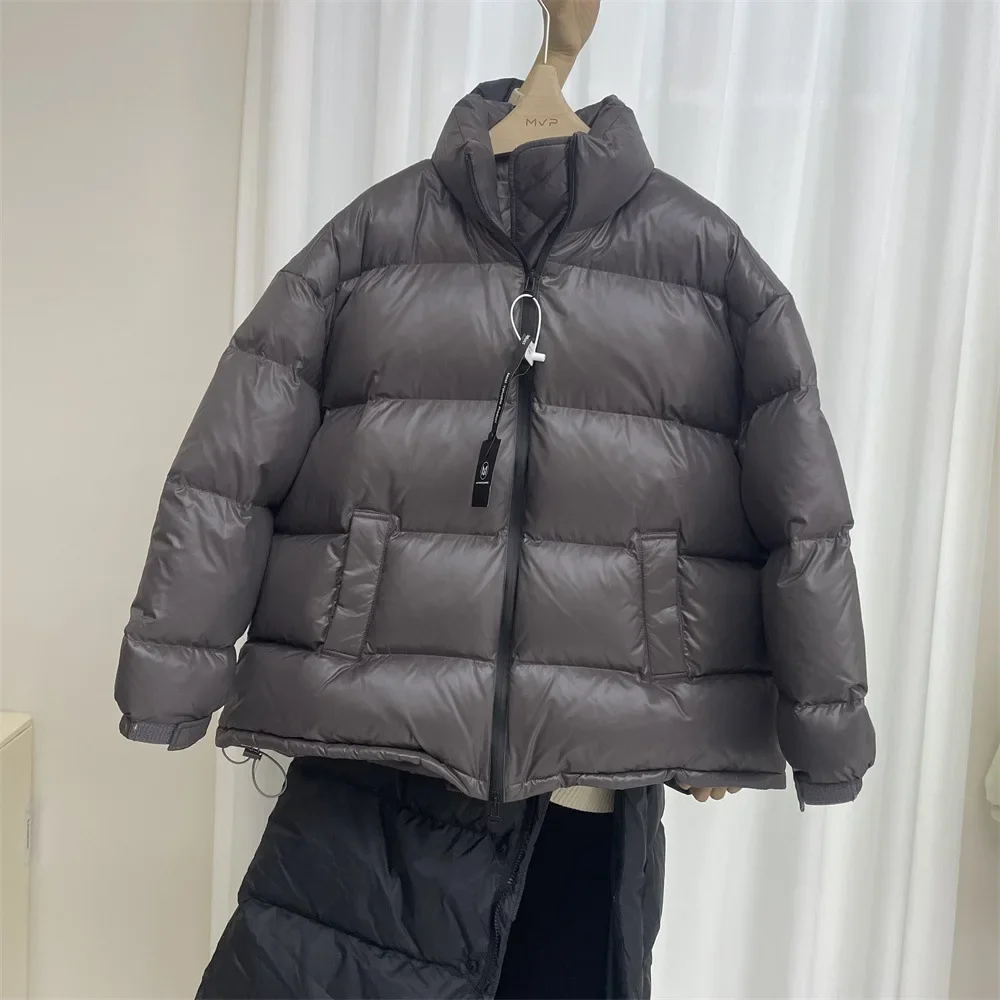 New Jackets for Women No-wash Glossy Stand Collar Down Jacket 90 White Duck Down Thickened Warm Winter Short Puffer Jacket