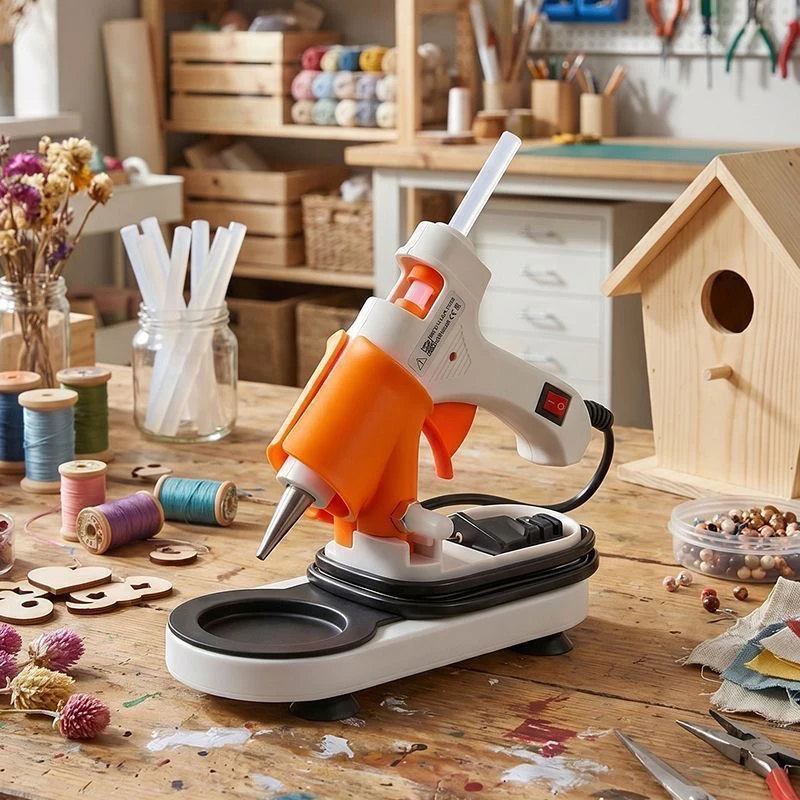 Adjustable Hot Glue Gun Stand Holder, Anti-Slip Hot Melt Glue Gun Base With Drip Tray Cord Storage For DIY Craft Household