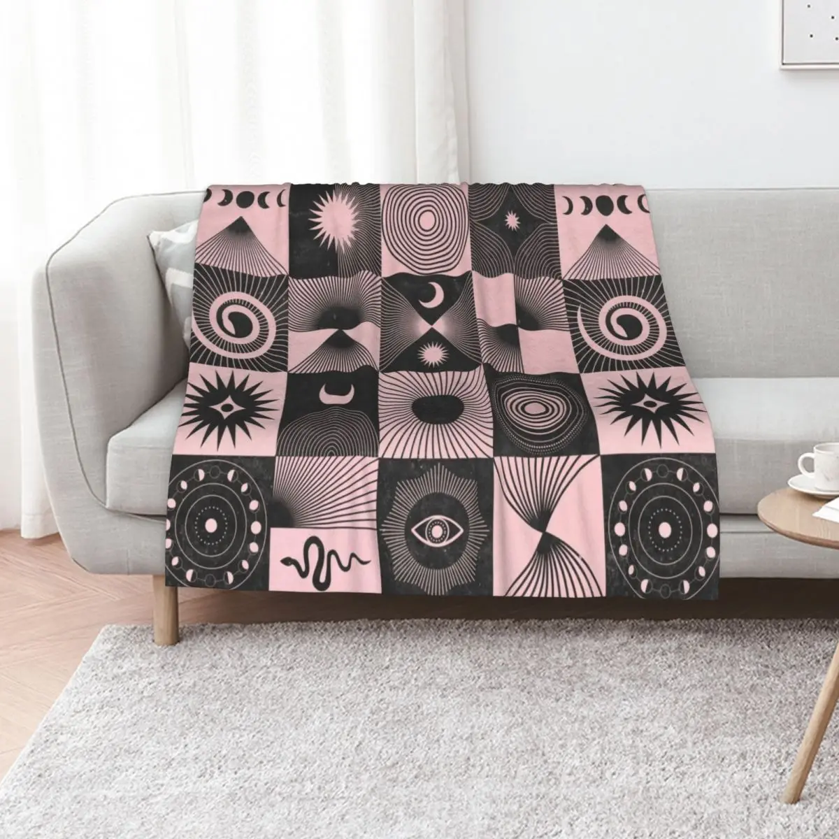 Pink Esoteric Patchwork Throw Blanket christmas gifts Decorative Sofas decorative Luxury Sofa Soft Big Blankets