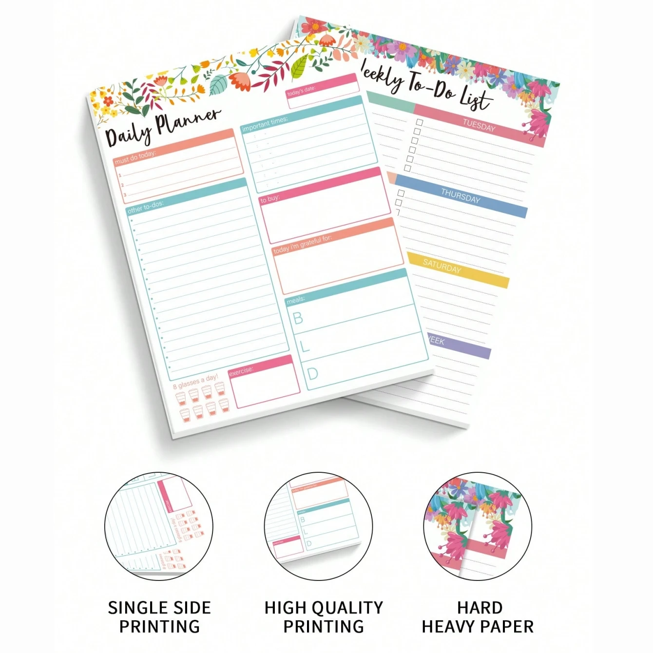 B5 Magnetic Weekly To-Do List Pad, Colorful Planner with Days of Week, Checklist, and Lined Notes for Fridge Organization