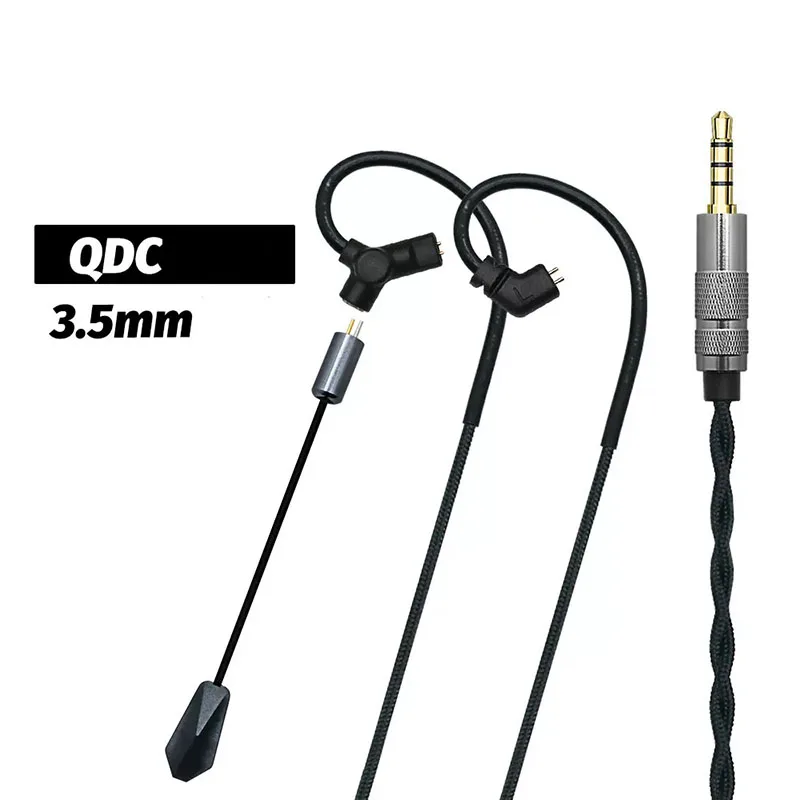 0.78 QDC MMCX Gaming Earphone Cable 3.5mm Type C Long Rod Microphone HiFi Sound Headset Cord for Mobile ESports Open Black Chat view 5