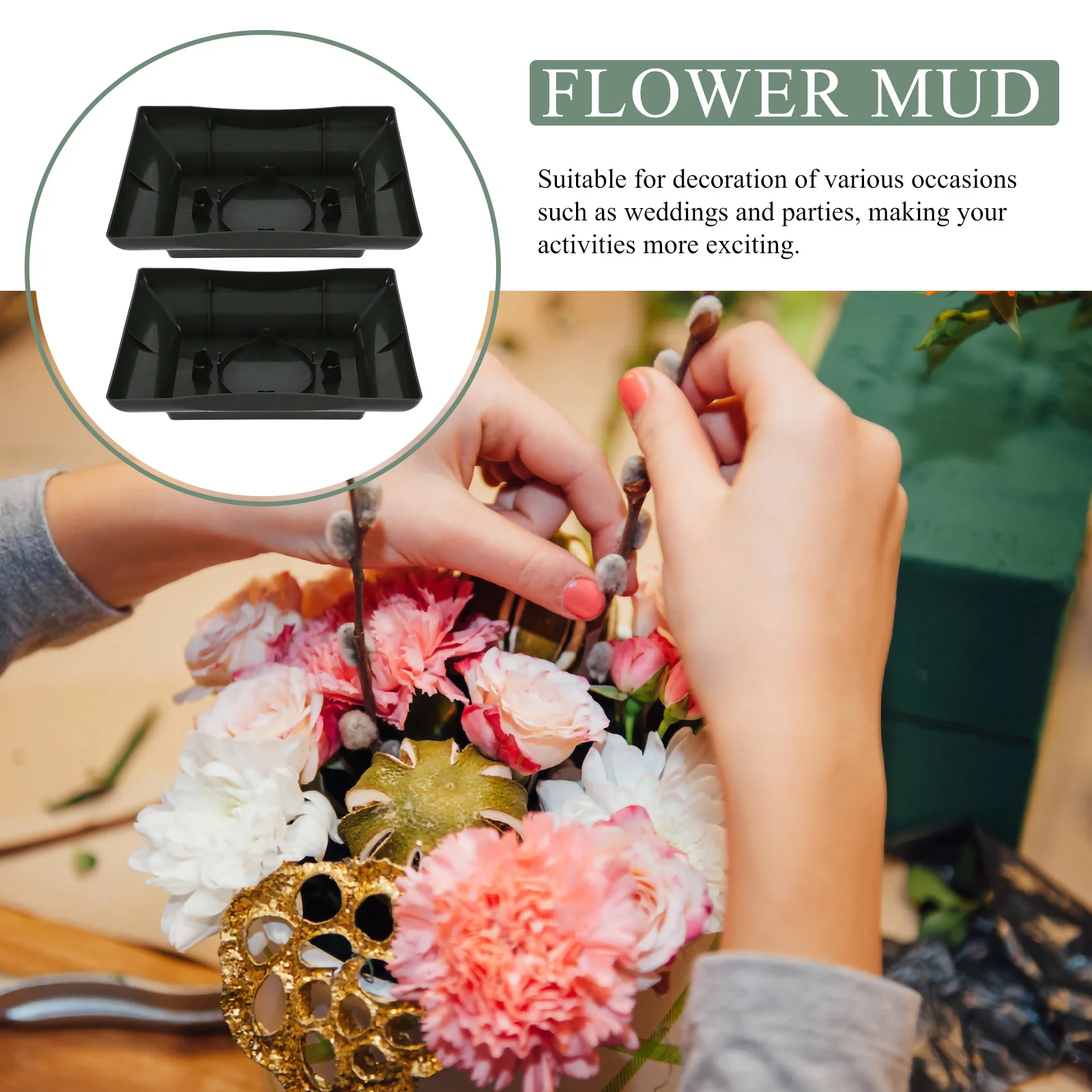 2 قطعة أصحاب الطين زهرة البلاستيك صواني الأزهار لقطع مركزية الجدول سهلة تثبيت ترتيب الأزهار قاعدة تشكيلة زهور السلطانية