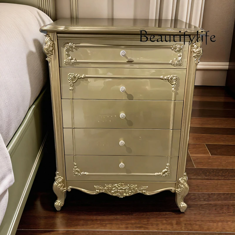 

European French neoclassical decoration storage bedroom solid wood light luxury antique designer bedside table