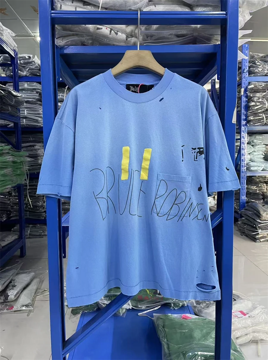 

Футболка PALY HOLLYW FW26: высококачественная, винтажная, уличная, повседневная, свободная, из хлопка, с эффектом потертости, с коротким рукавом, комфортная, оверсайз