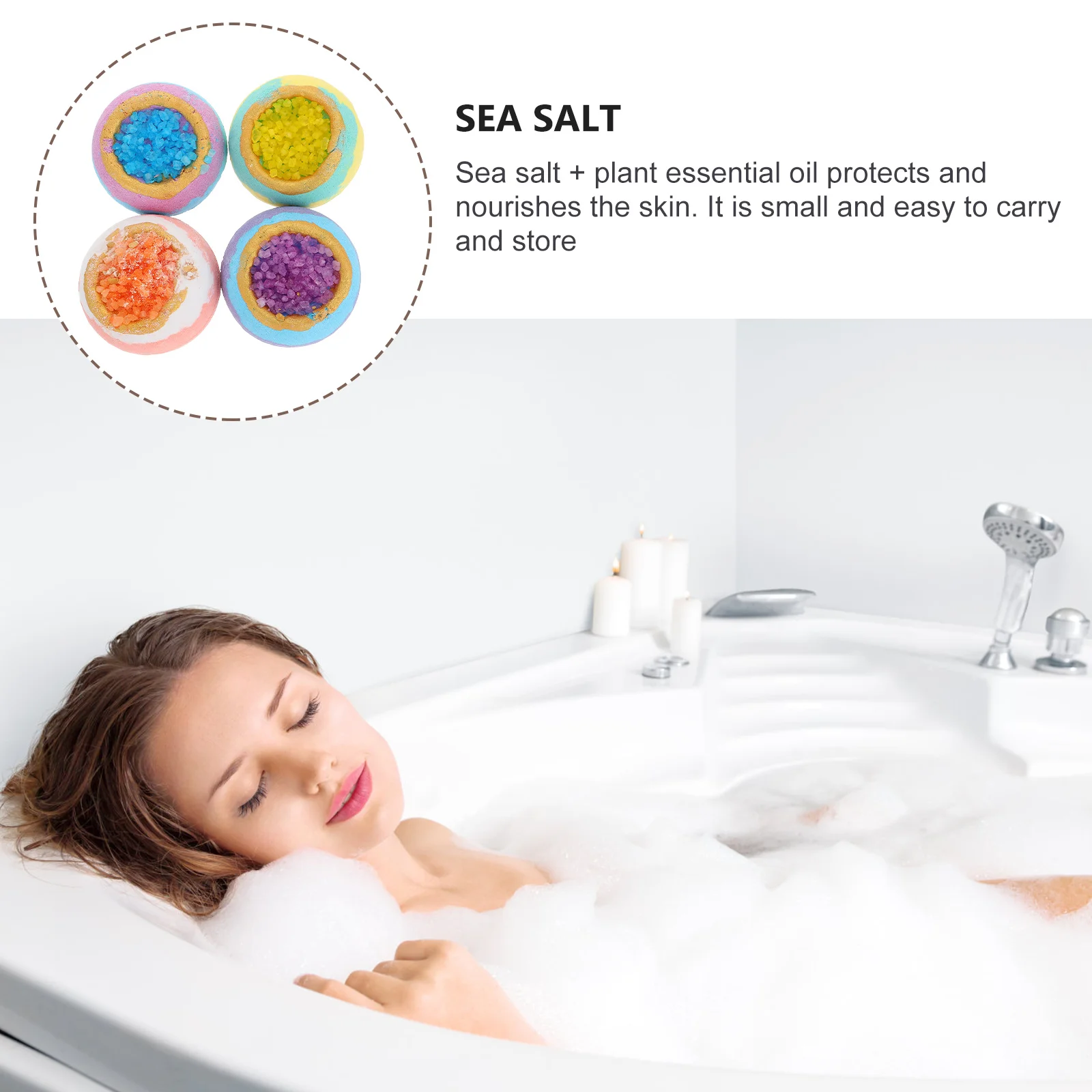 مجموعة هدايا سبا مكونة من 4 قطع من الزيوت العطرية الطبيعية وكرات الاستحمام المريحة وإكسسوارات الاستحمام المريحة لترطيب البشرة #6