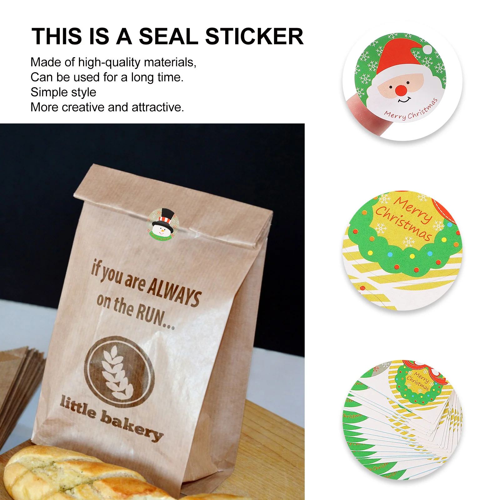 

20 Sheets Snowman Wreath Stickers Christmas Theme For Baking Bags Sealing Candy Packages Bottle Label Sticky Decoration