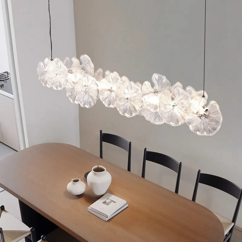 ضوء معلق للمطاعم، طاولة بار فاخرة حديثة، تركيبات إضاءة مبتكرة بخط واحد طويل على شكل زهرة #2