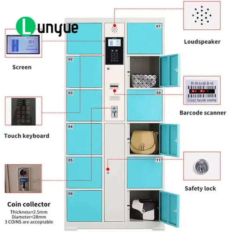 Smart Lockers Coin Password Barcode Digital Small Locker for Gym Spa Locker Room Secure Storage Solution Compact Design