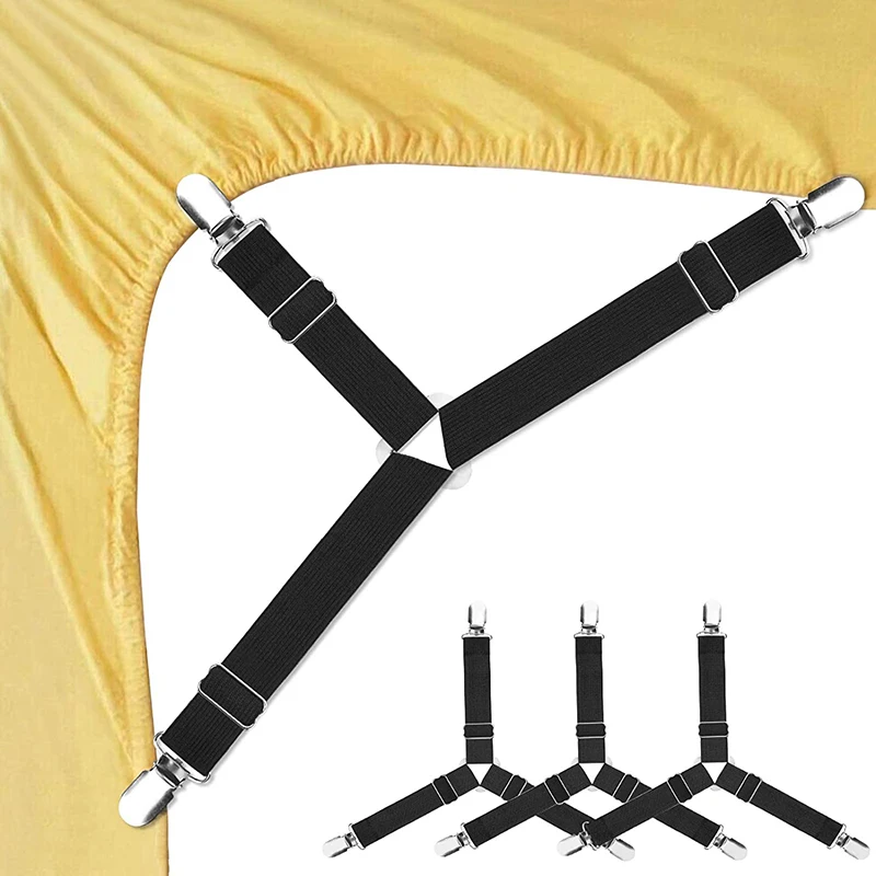 

Elastic Bed Sheet Grippers, Belt Fastener,Mattress Cover, Blankets Holder, Sofa Fixation Organizer Gadgets,4Pcs Set